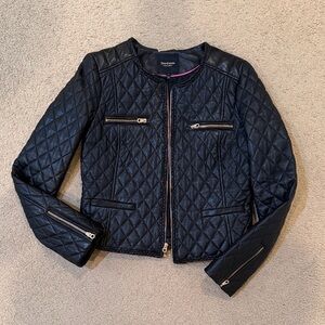 Juicy Couture Black Quilted Leather Jacket with gold hardware M lamb leather